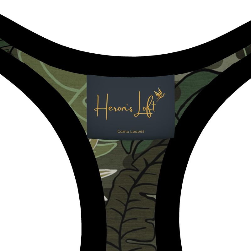 Camo Leaves Women's Low Impact Sports Bra (Black Rim Trim)