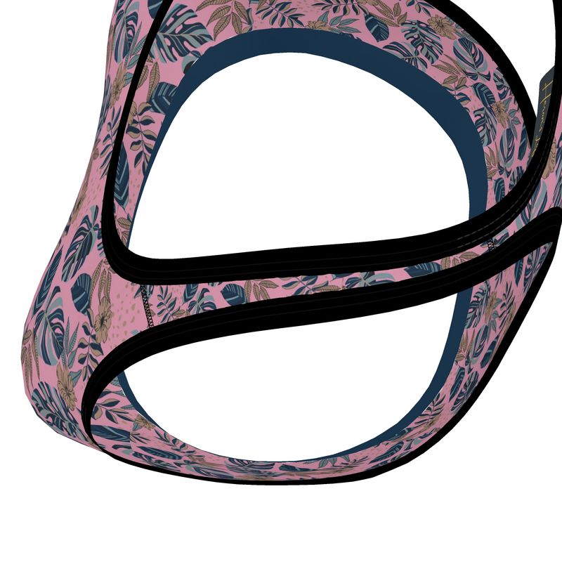 Midnight Monstera Women's Low Impact Sports Bra (Black Rim Trim)