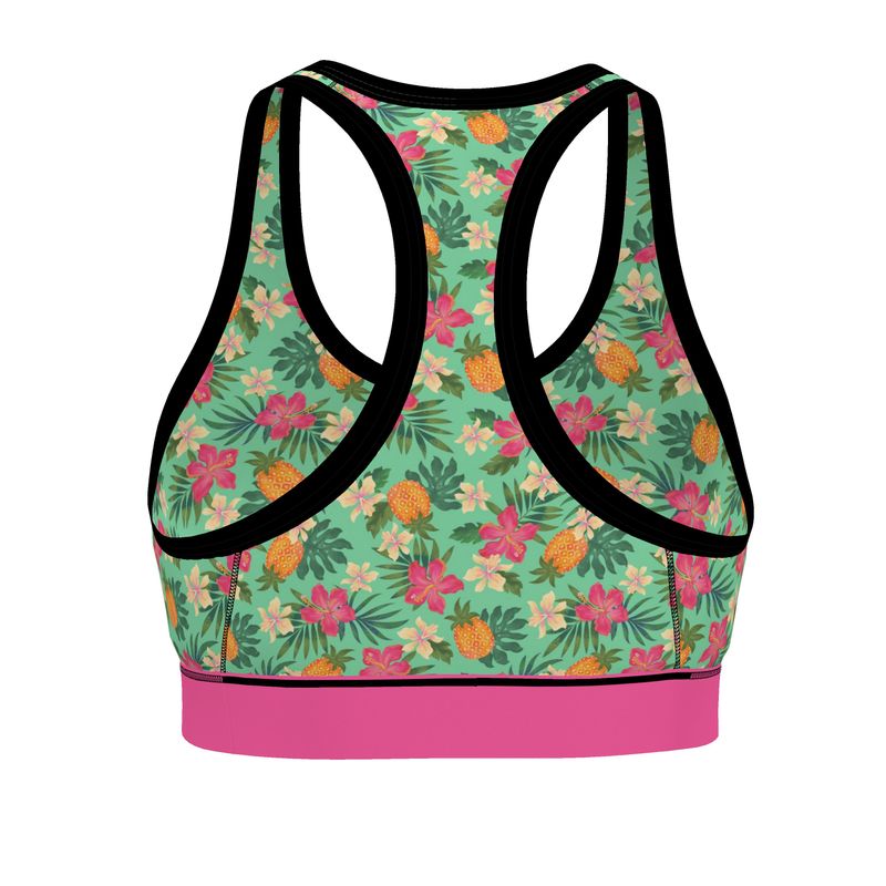 Pineapple Paradise Aloe Mist Women's Low Impact Sports Bra (Black)