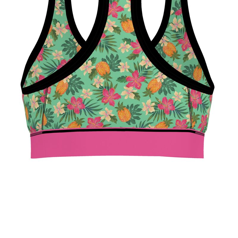 Pineapple Paradise Aloe Mist Women's Low Impact Sports Bra (Black)