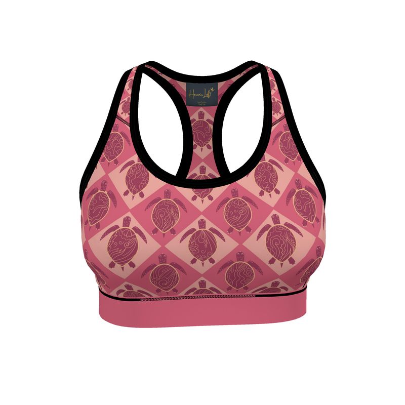 Topo Turtles Rosé Tide Women's Low Impact Sports Bra (Black)