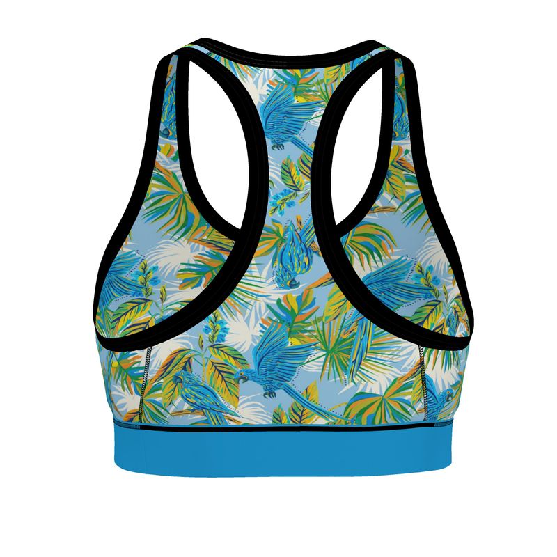 Tropical Macaw Women's Low Impact Sports Bra (Black)