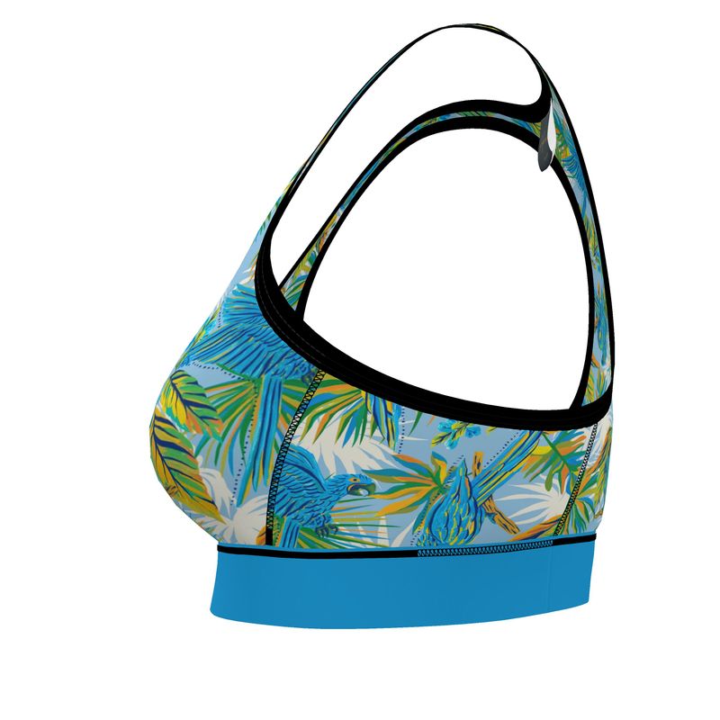 Tropical Macaw Women's Low Impact Sports Bra (Black)