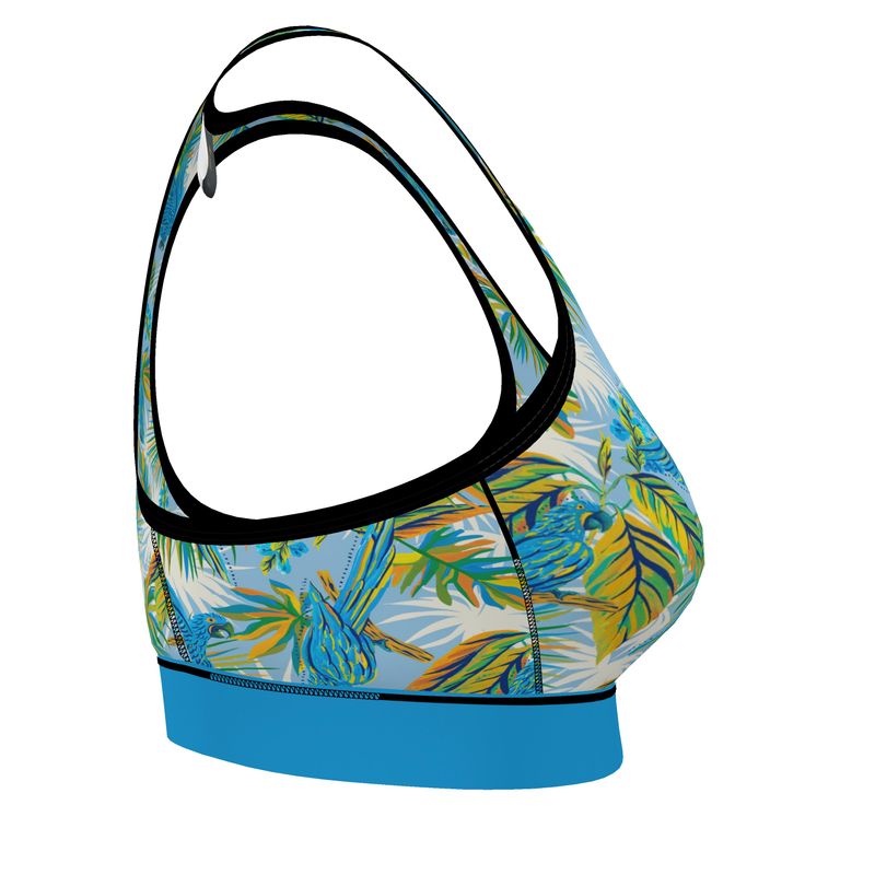 Tropical Macaw Women's Low Impact Sports Bra (Black)