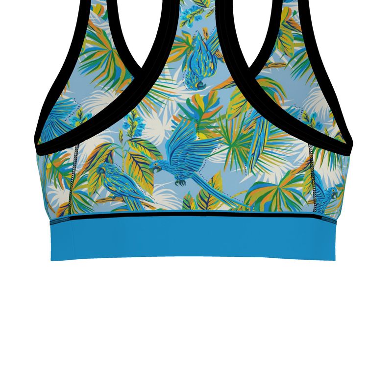 Tropical Macaw Women's Low Impact Sports Bra (Black)