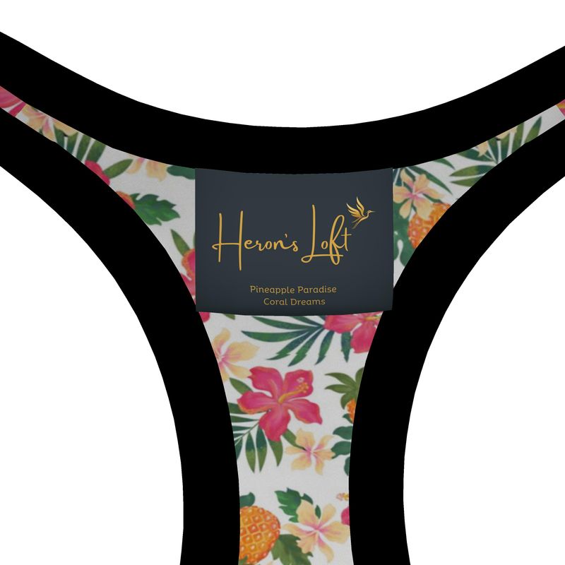 Pineapple Paradise Coral Dreams Women's Low Impact Sports Bra (Black)