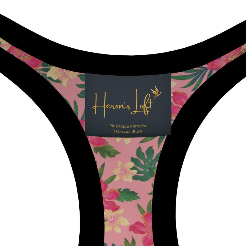 Pineapple Paradise Hibiscus Blush Women's Low Impact Sports Bra (Black