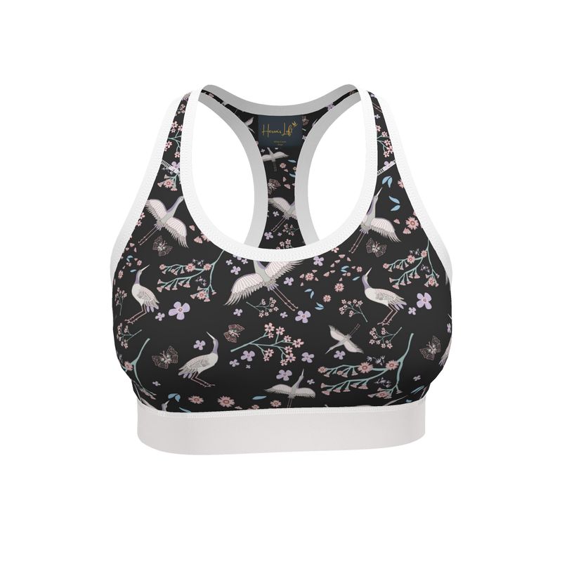 White Crane Onyx Women's Low Impact Sports Bra (White)