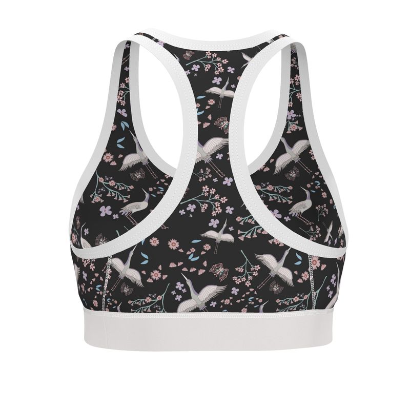 White Crane Onyx Women's Low Impact Sports Bra (White)