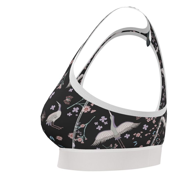 White Crane Onyx Women's Low Impact Sports Bra (White)