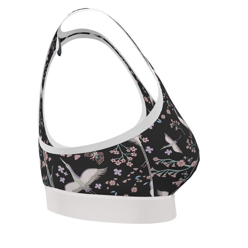 White Crane Onyx Women's Low Impact Sports Bra (White)
