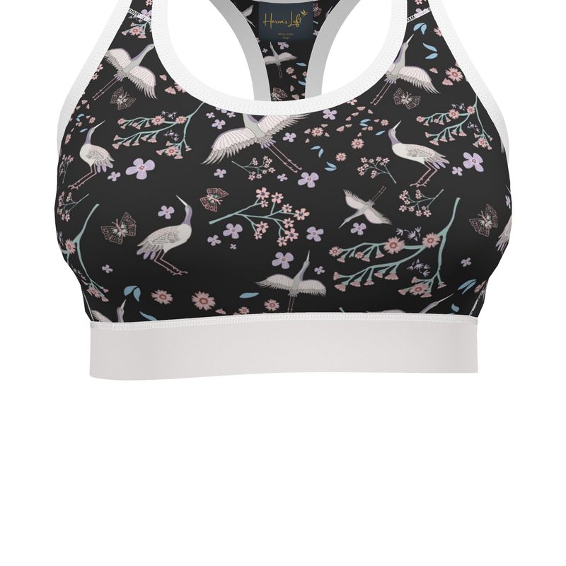 White Crane Onyx Women's Low Impact Sports Bra (White)