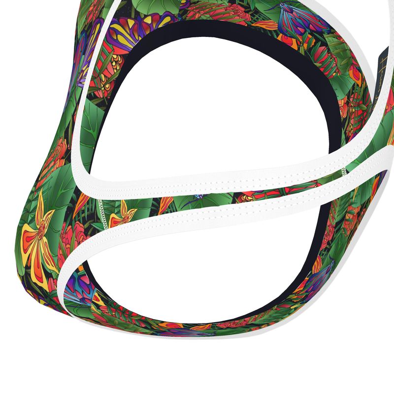 Jungle Flower Women's Low Impact Sports Bra (White)