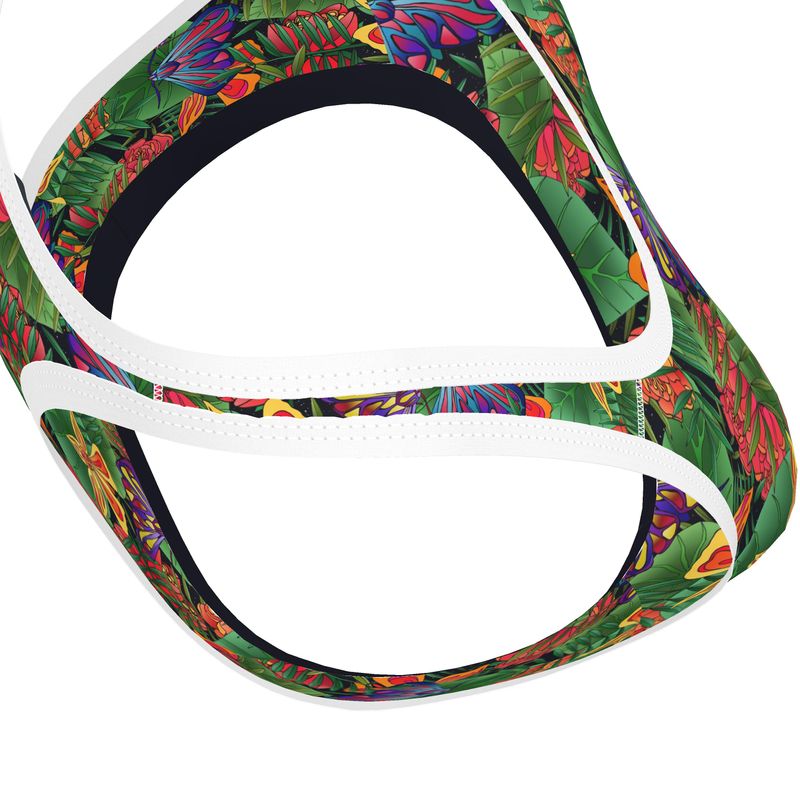 Jungle Flower Women's Low Impact Sports Bra (White)