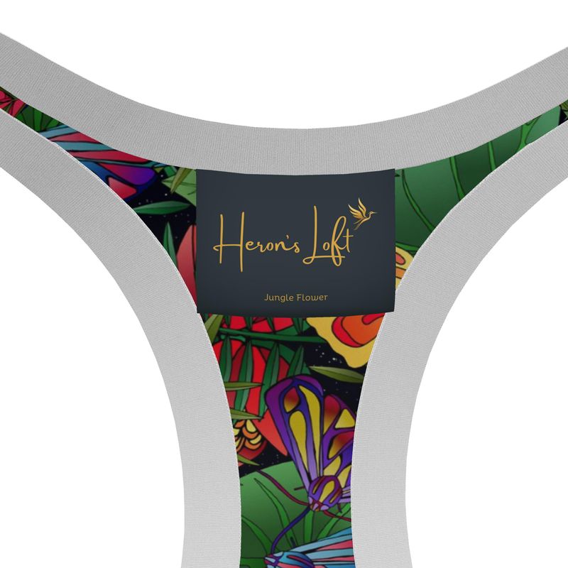 Jungle Flower Women's Low Impact Sports Bra (White)