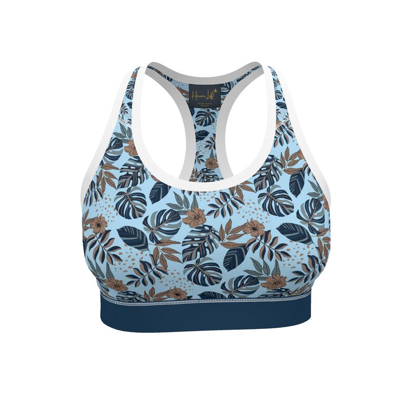 Midnight Monstera Women's Low Impact Sports Bra (White)