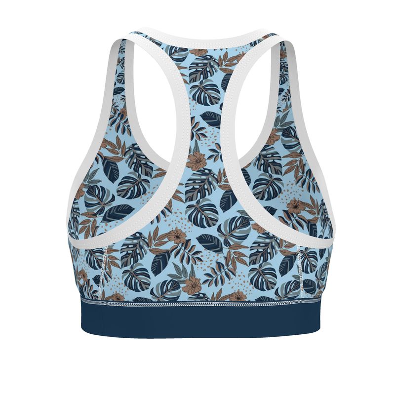 Midnight Monstera Women's Low Impact Sports Bra (White)
