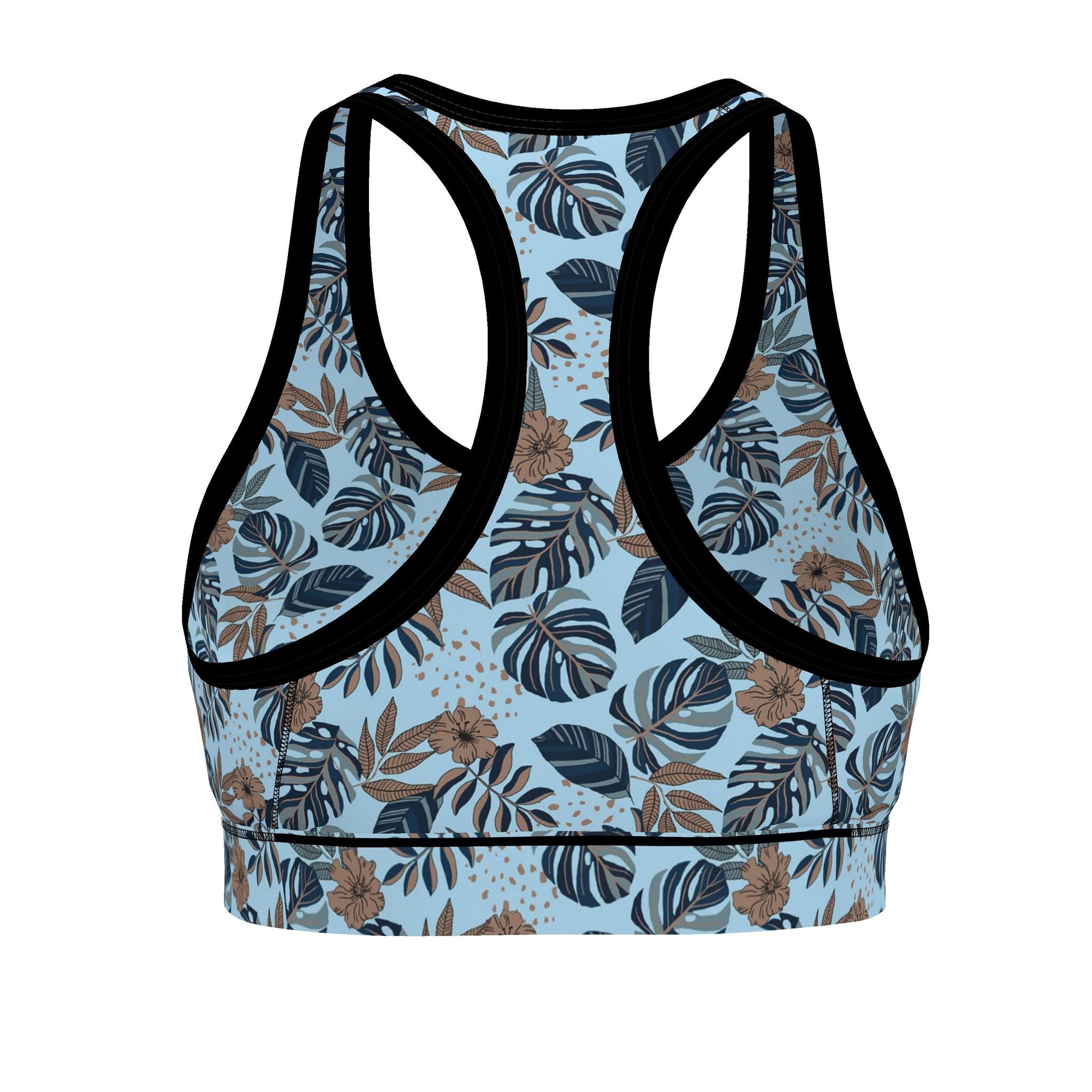 Women's Low Impact Sports Bra — Midnight Monstera Bluehaven