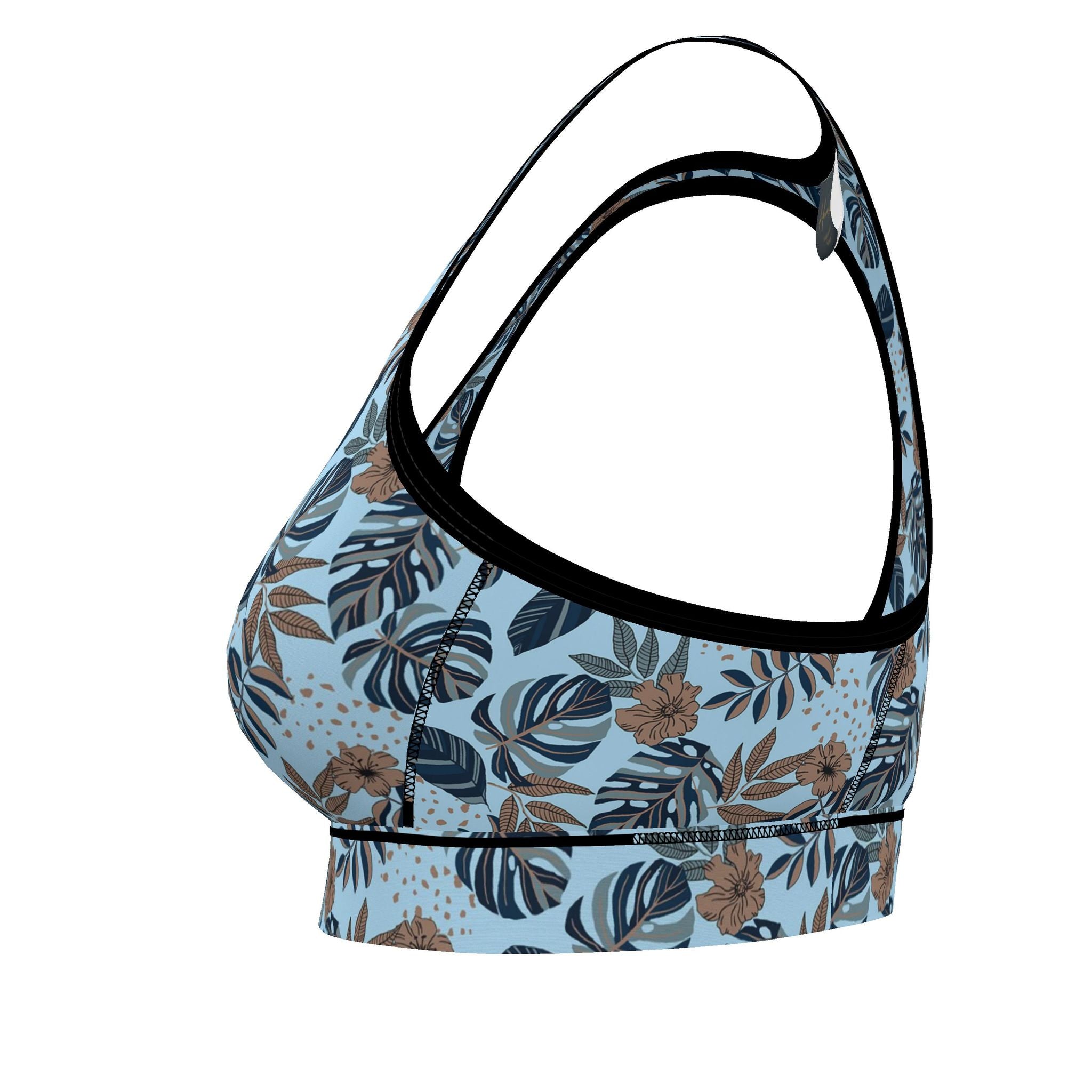 Women's Low Impact Sports Bra — Midnight Monstera Bluehaven