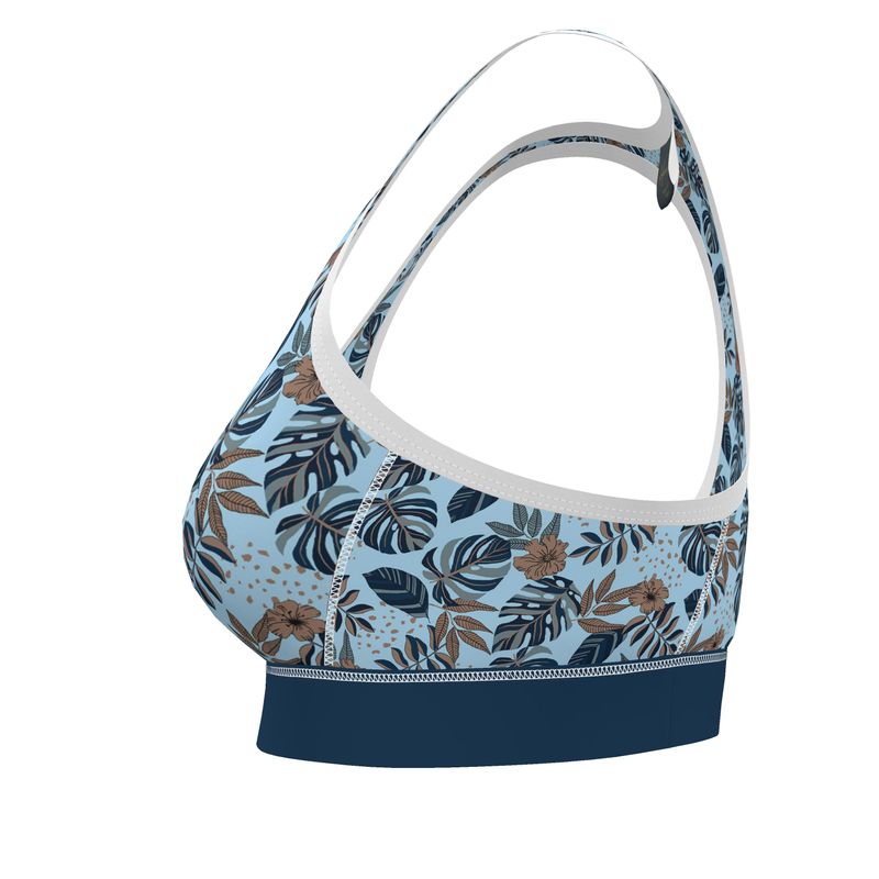 Midnight Monstera Women's Low Impact Sports Bra (White)