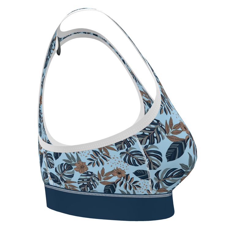 Midnight Monstera Women's Low Impact Sports Bra (White)