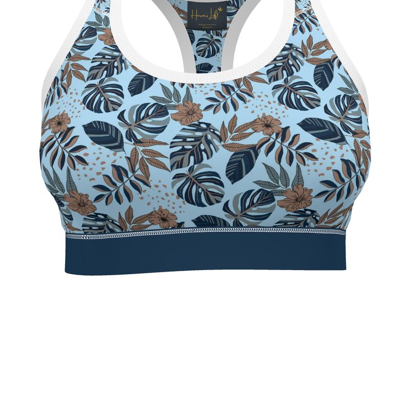 Midnight Monstera Women's Low Impact Sports Bra (White)