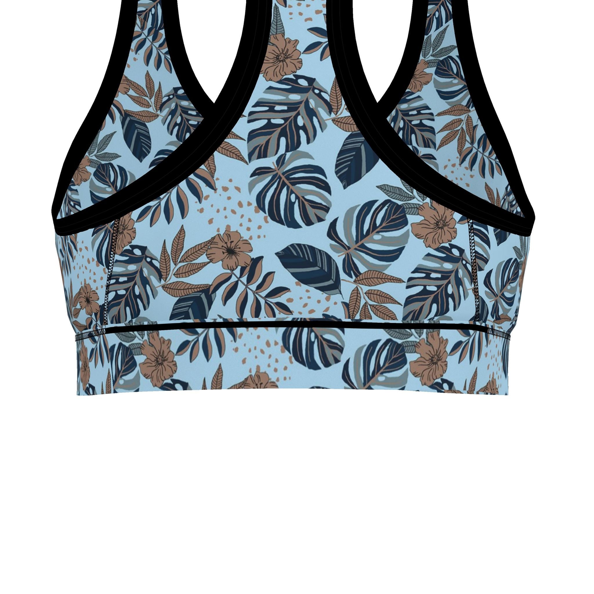 Women's Low Impact Sports Bra — Midnight Monstera Bluehaven