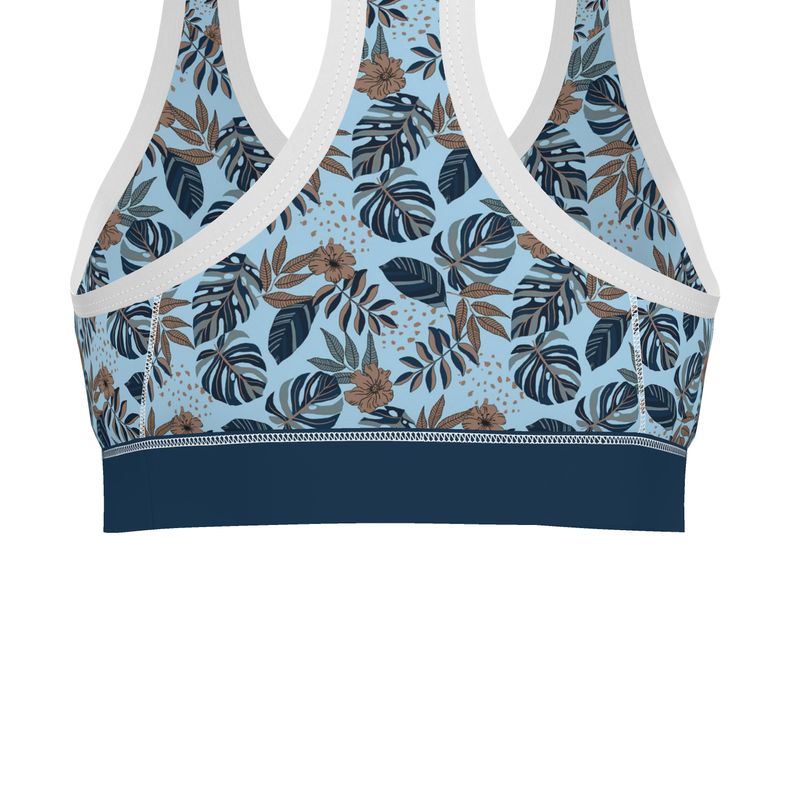 Midnight Monstera Women's Low Impact Sports Bra (White)