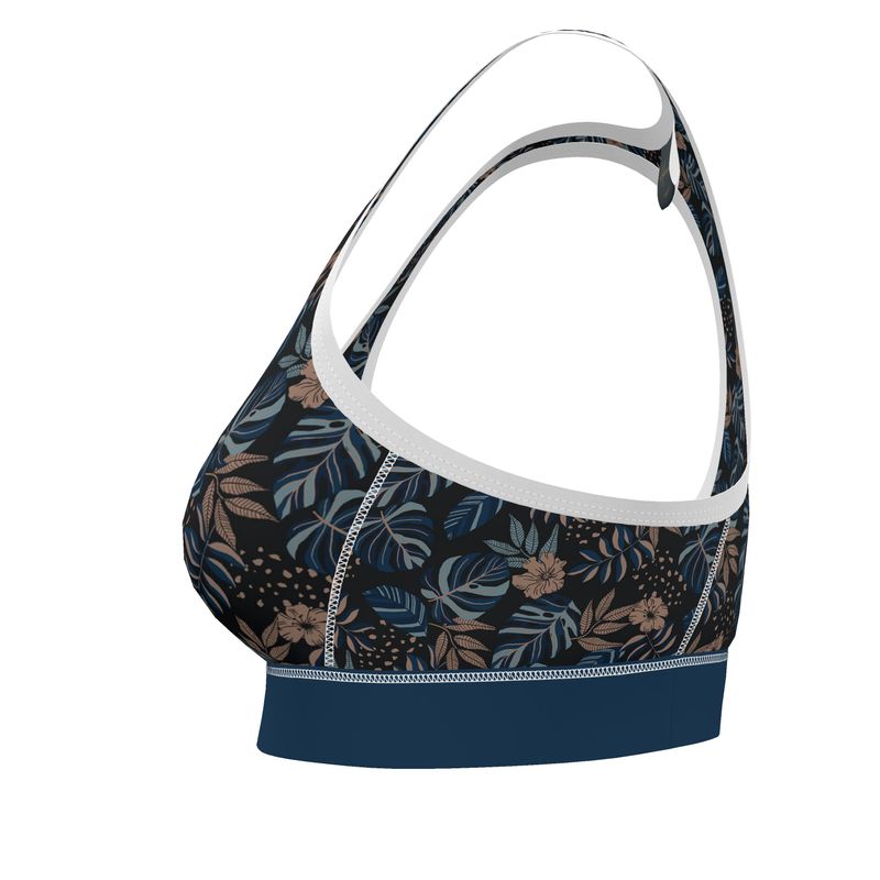 Midnight Monstera Women's Low Impact Sports Bra (White)