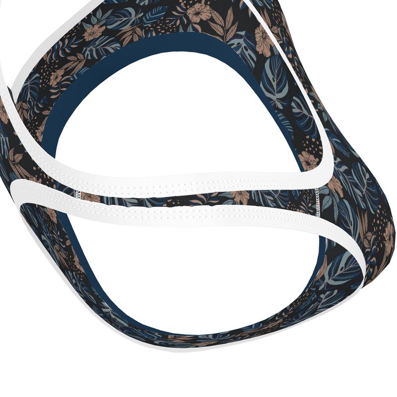 Midnight Monstera Women's Low Impact Sports Bra (White)