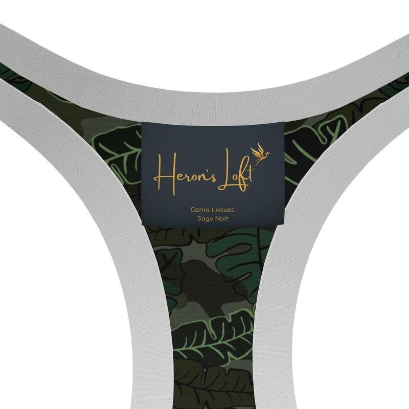 Camo Leaves Sage Noir Women's Low Impact Sports Bra (White)