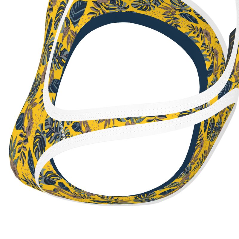 Midnight Monstera Honey Gold Women's Low Impact Sports Bra (White)
