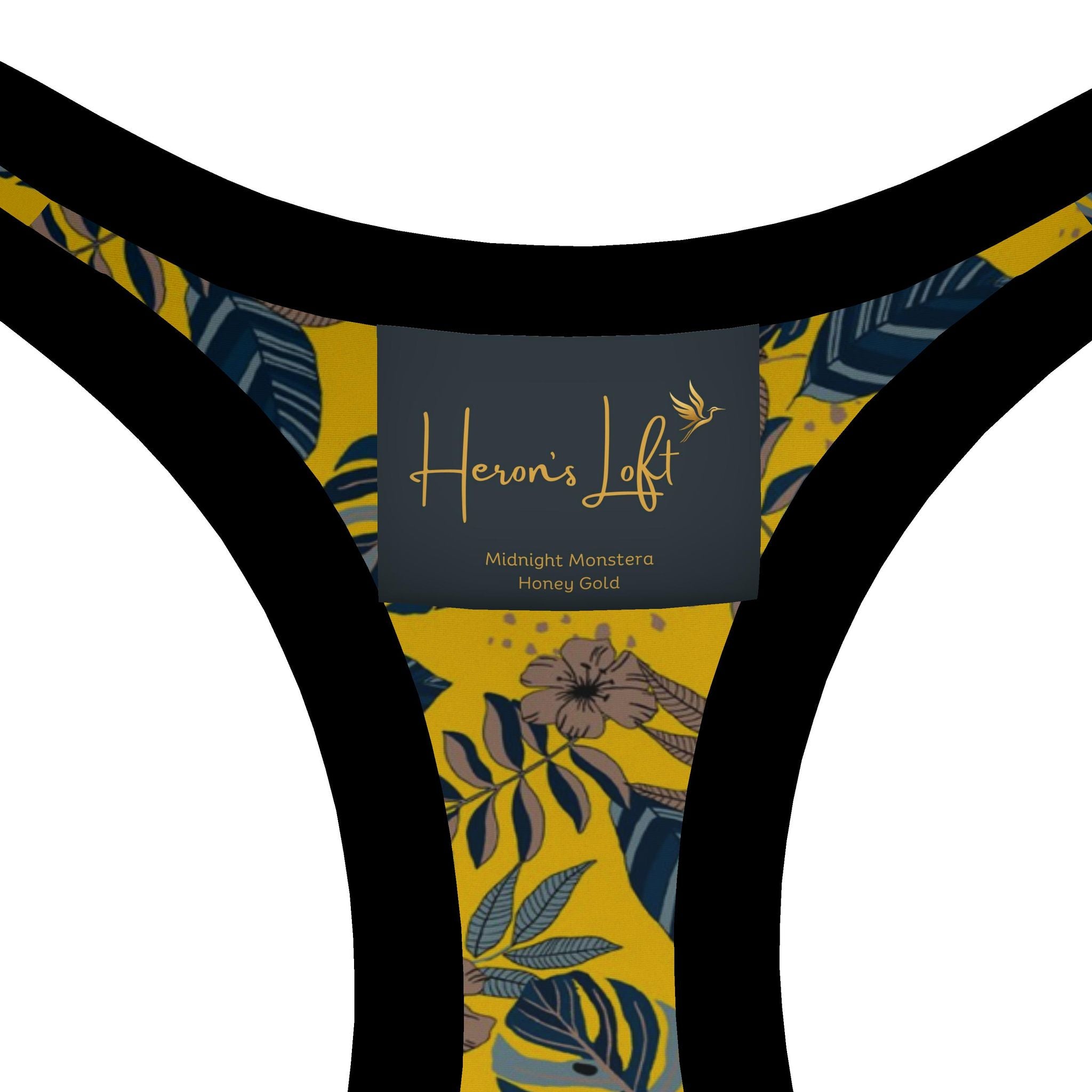 Midnight Monstera Honey Gold Women's Low Impact Sports Bra (White)