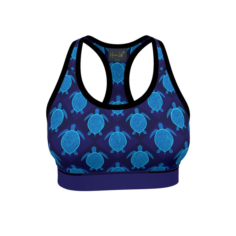 Topo Turtles Cobalt Tide Women's Low Impact Sports Bra (Black)