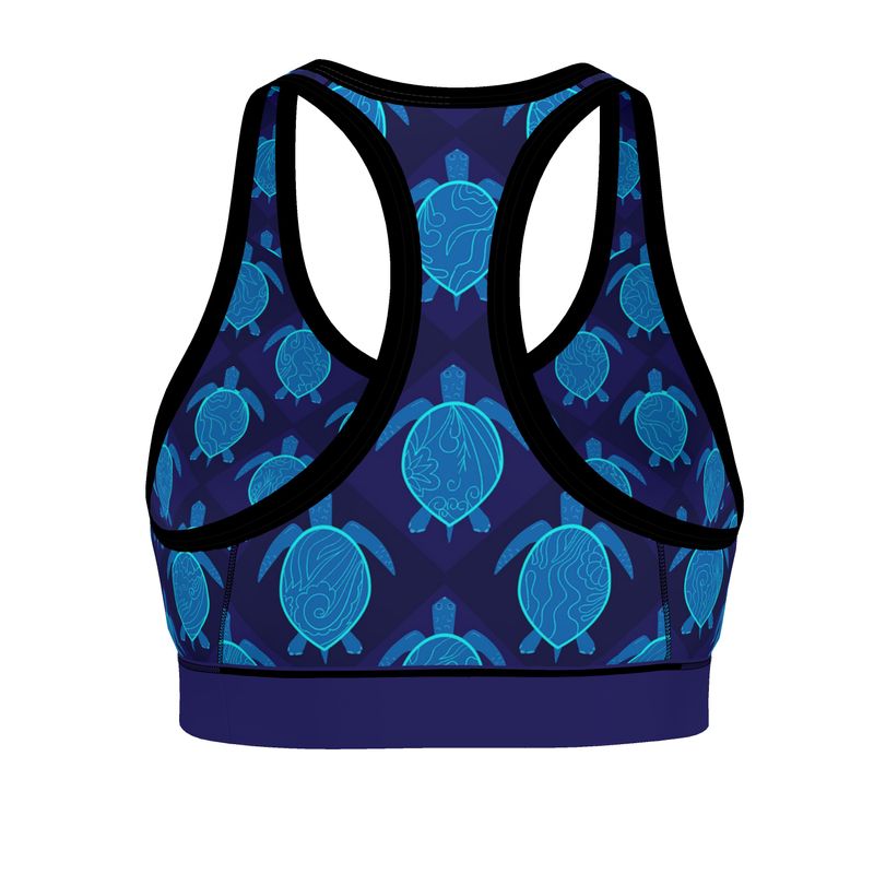 Topo Turtles Cobalt Tide Women's Low Impact Sports Bra (Black)