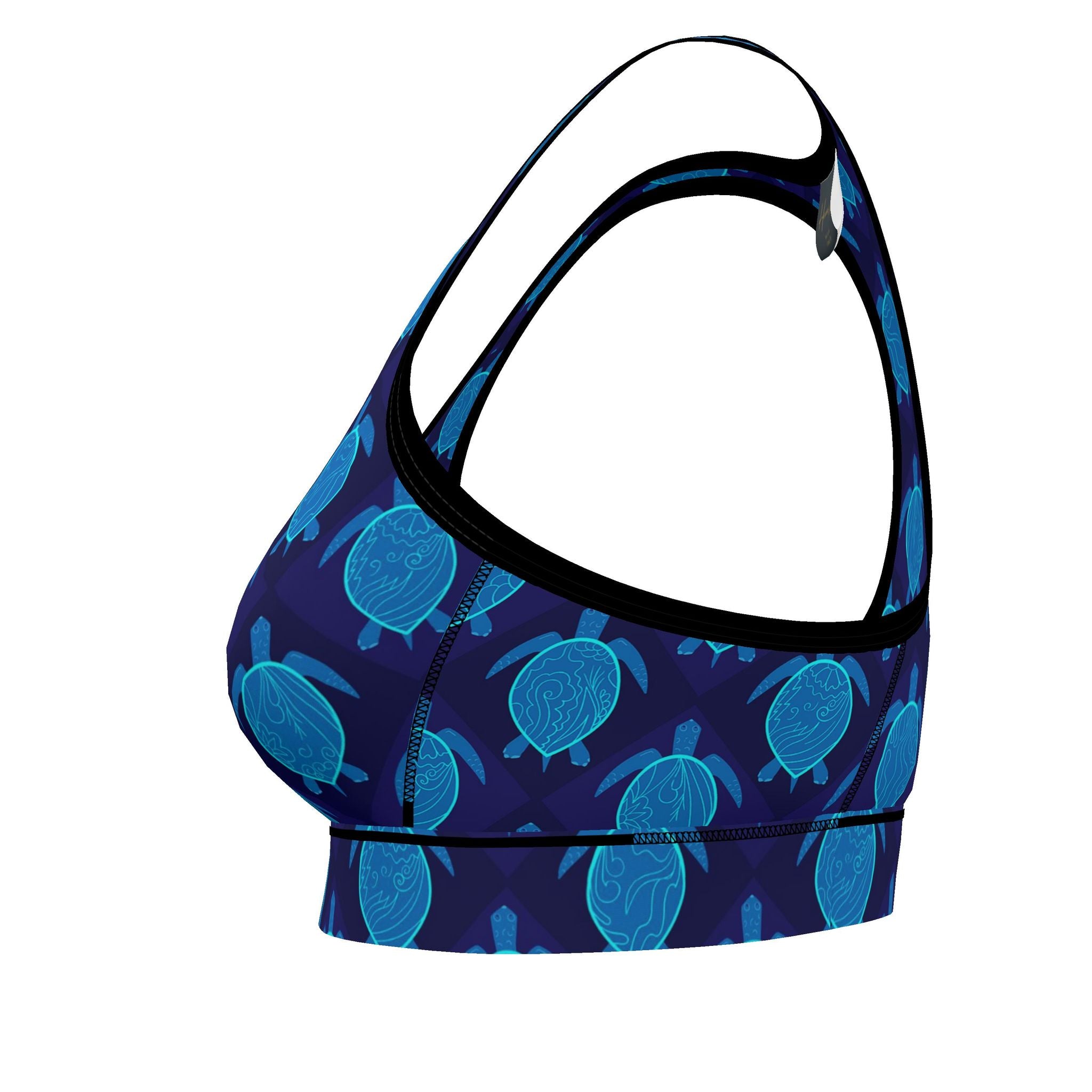 Women's Low Impact Sports Bra — Topo Turtles Cobalt Tide