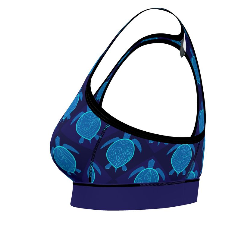 Topo Turtles Cobalt Tide Women's Low Impact Sports Bra (Black)