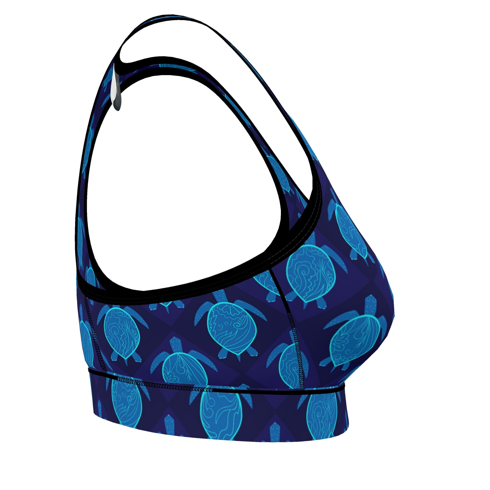Women's Low Impact Sports Bra — Topo Turtles Cobalt Tide