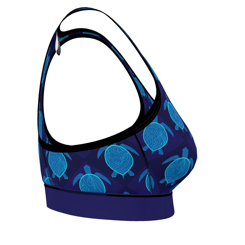 Topo Turtles Cobalt Tide Women's Low Impact Sports Bra (Black)