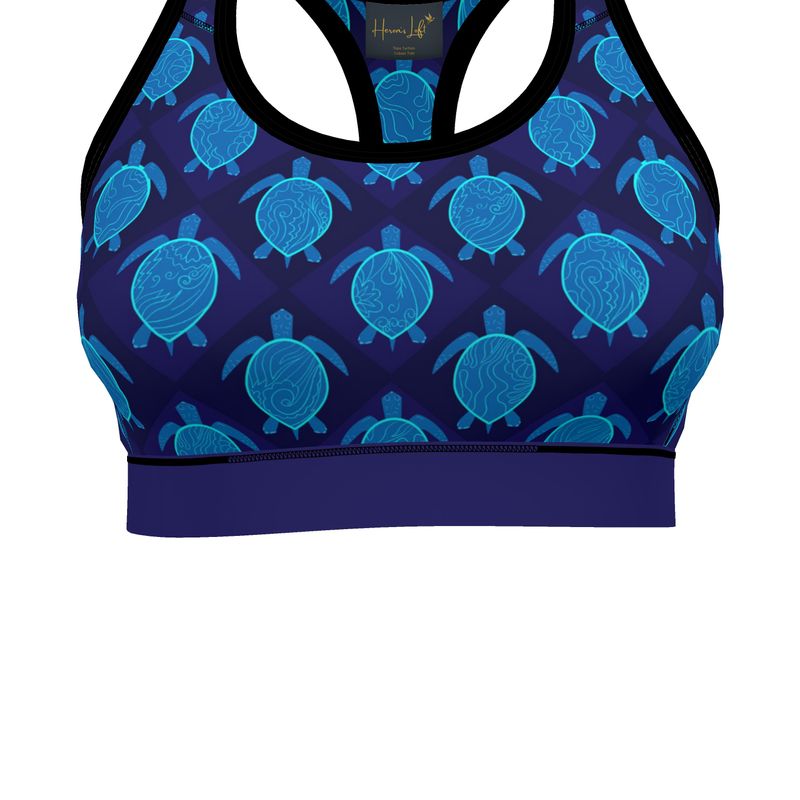 Topo Turtles Cobalt Tide Women's Low Impact Sports Bra (Black)