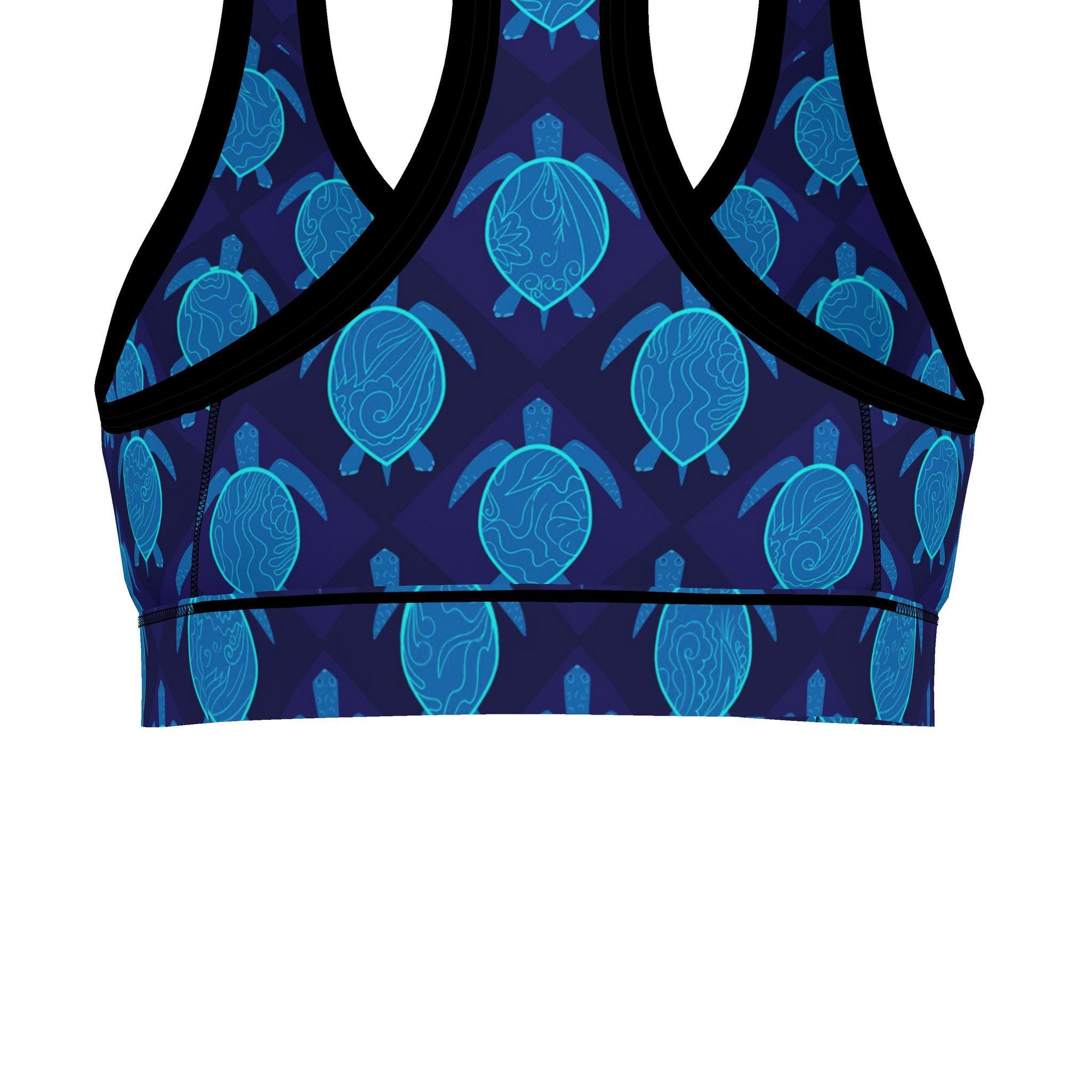 Women's Low Impact Sports Bra — Topo Turtles Cobalt Tide