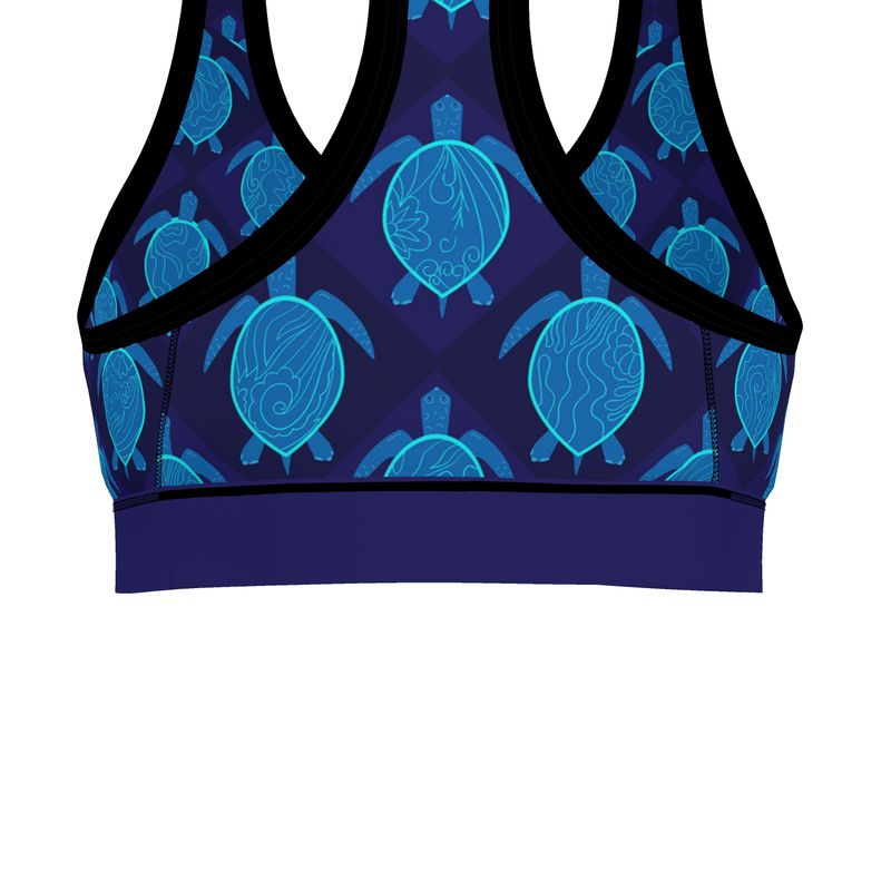 Topo Turtles Cobalt Tide Women's Low Impact Sports Bra (Black)
