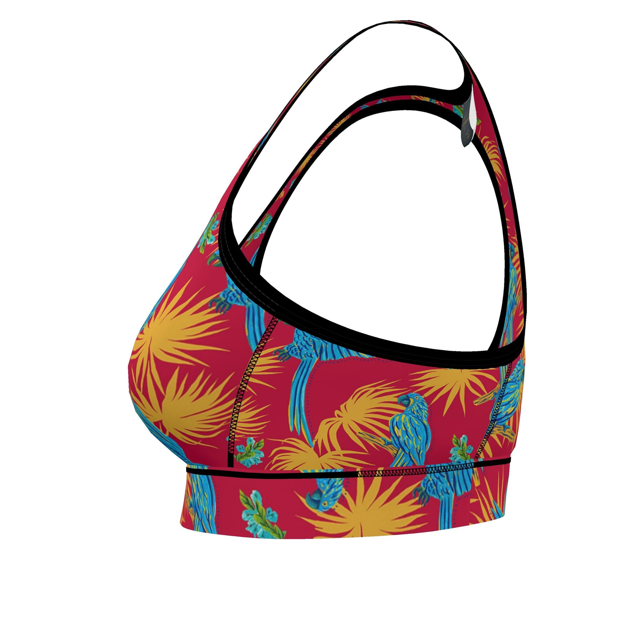 Women's Low Impact Sports Bra — Tropical Macaw Samba Red
