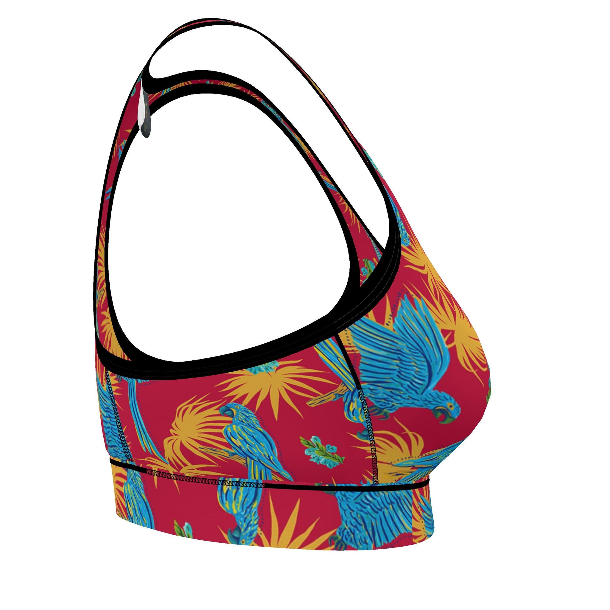 Women's Low Impact Sports Bra — Tropical Macaw Samba Red