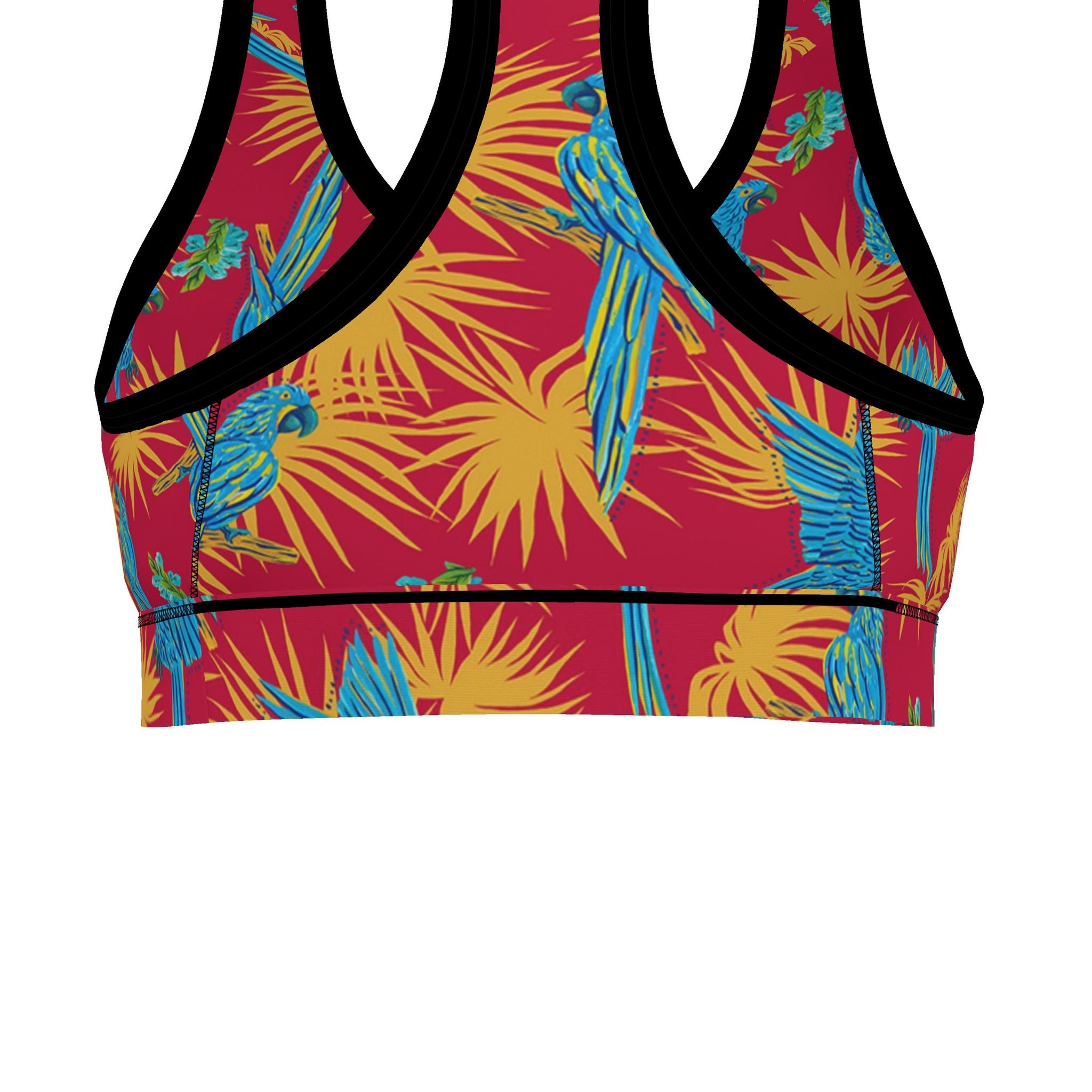 Women's Low Impact Sports Bra — Tropical Macaw Samba Red
