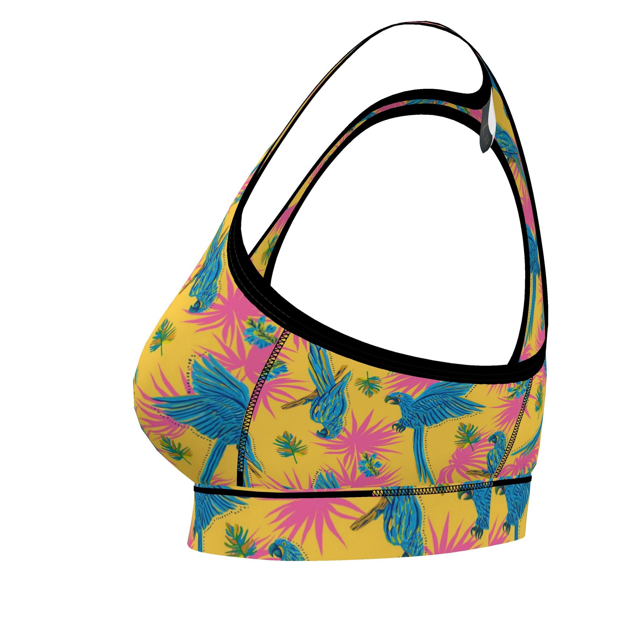 Women's Low Impact Sports Bra — Tropical Macaw Sunny Fuchsia