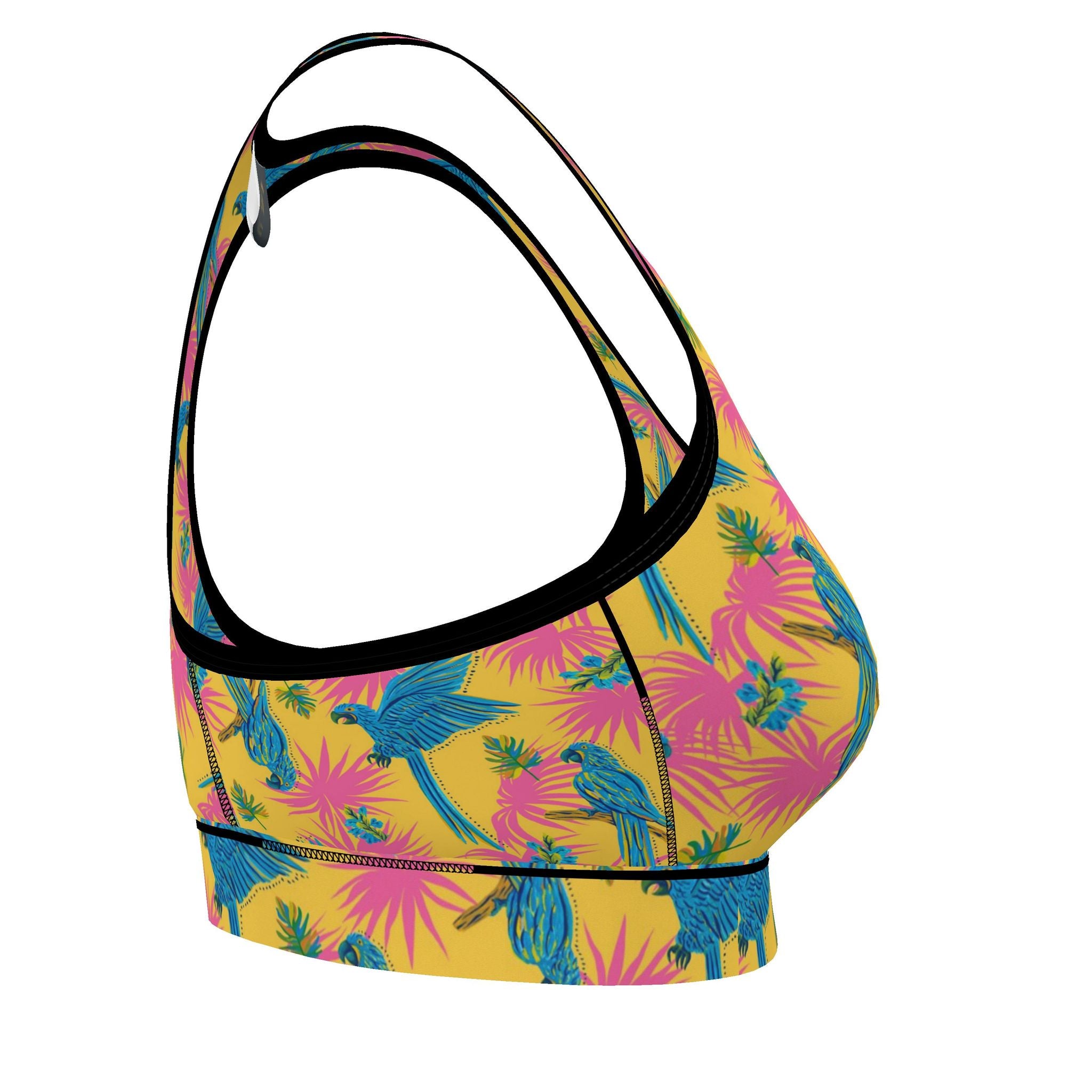 Women's Low Impact Sports Bra — Tropical Macaw Sunny Fuchsia