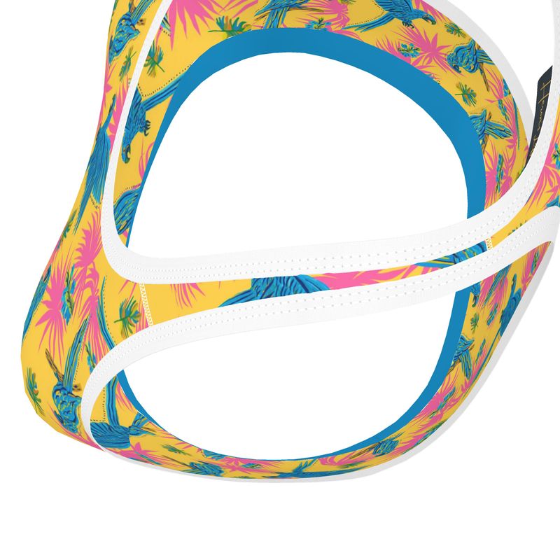 Tropical Macaw Sunny Fuchsia Women's Low Impact Sports Bra — White Trim