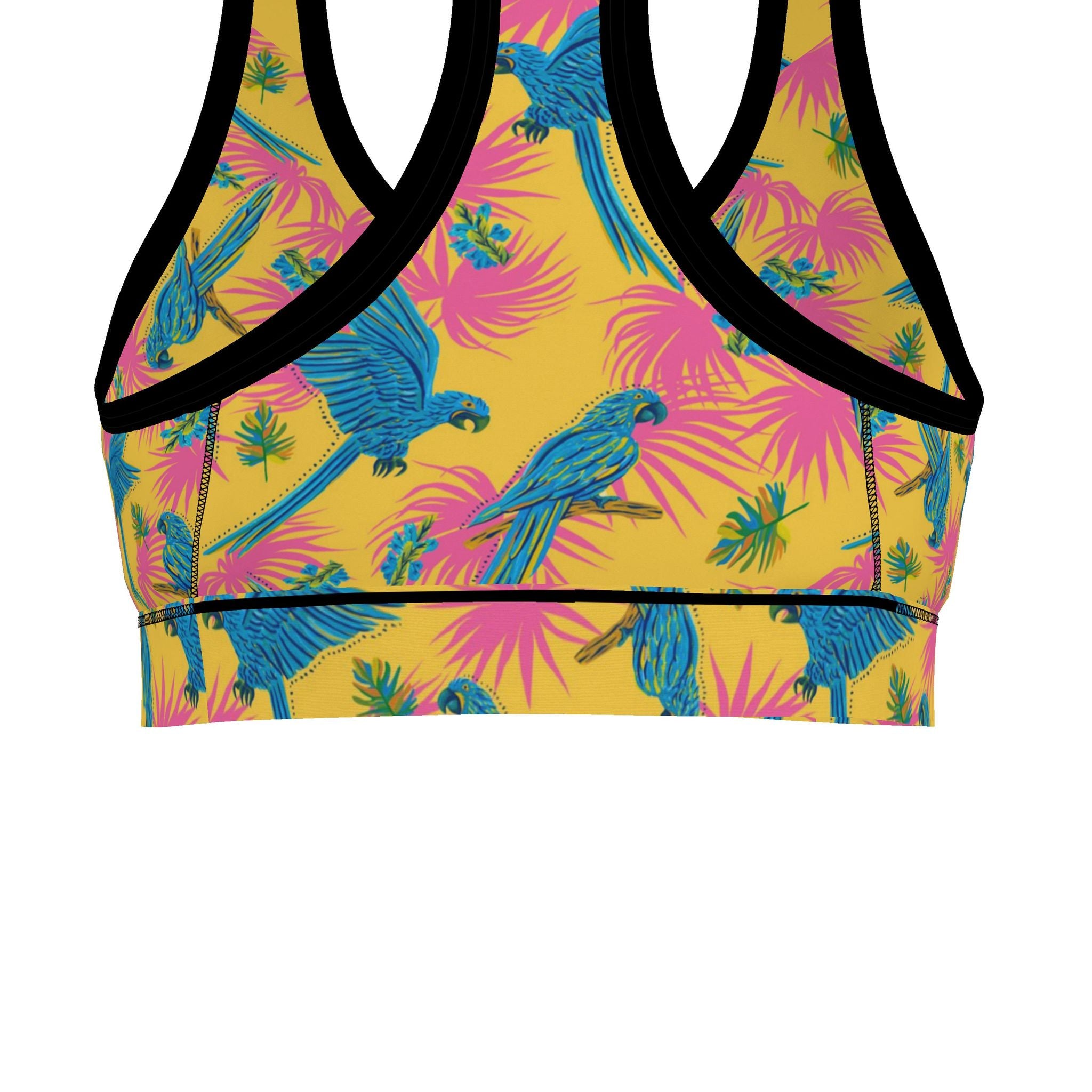 Women's Low Impact Sports Bra — Tropical Macaw Sunny Fuchsia
