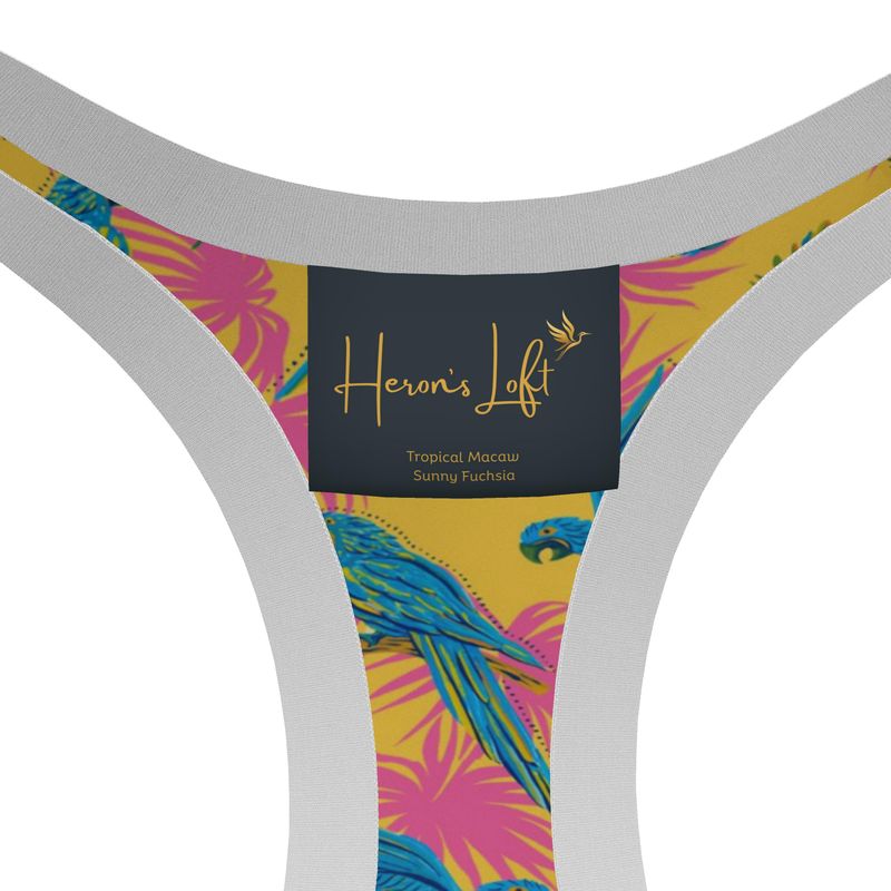 Tropical Macaw Sunny Fuchsia Women's Low Impact Sports Bra — White Trim